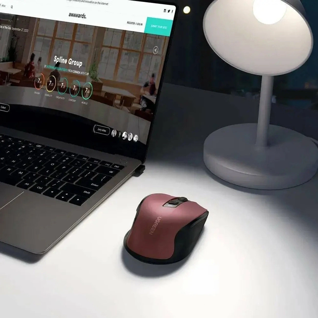 Ugreen MU006 belaidė optinė pelė USB 2.4GHz / Bluetooth 5.0 4000 DPI - raudonos spalvos aprašymas - Prekės nuotrauka