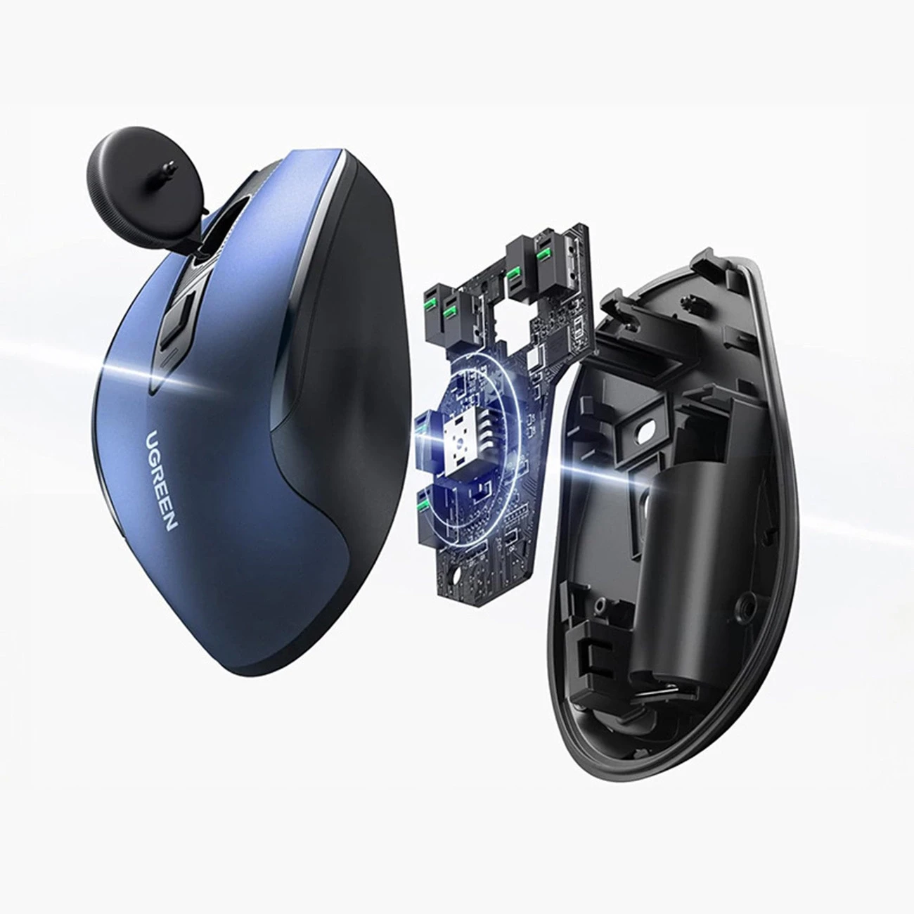 Ugreen MU006 belaidė optinė pelė USB 2.4GHz / Bluetooth 5.0 4000 DPI - mėlynos spalvos aprašymas - Prekės nuotrauka