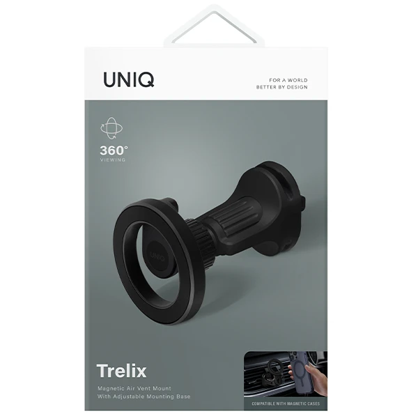UNIQ automobilinis telefono magnetinis laikiklis TrelixCar Air Vent Mount juodos spalvos aprašymas - Prekės nuotrauka UNIQ automobilinis telefono magnetinis laikiklis TrelixCar Air Vent Mount juodos spalvos aprašymas - Prekės nuotrauka
