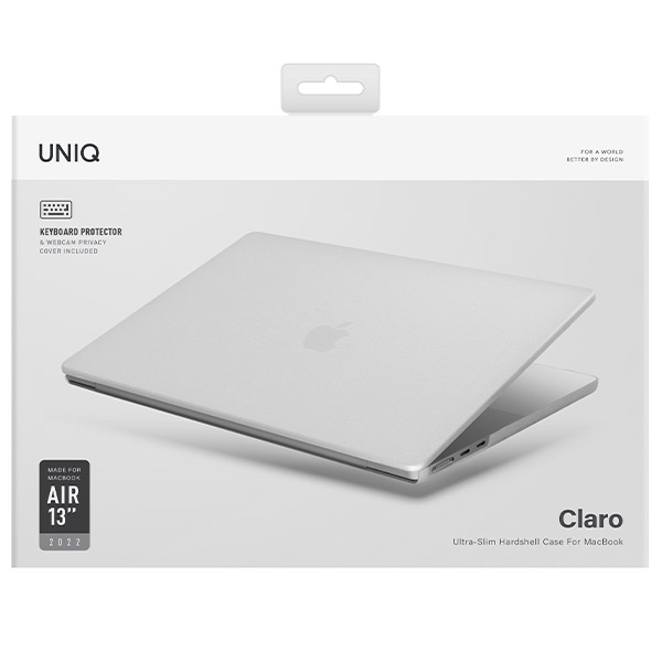 UNIQ Claro dėklas MacBook Air 13 (2022) dove matinio skaidrumo aprašymas - Prekės nuotrauka