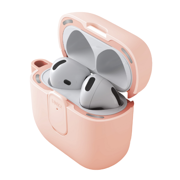 UNIQ Clyde dėklas, skirtas AirPods 4, su užraktu, rožinės spalvos aprašymas - Prekės nuotrauka