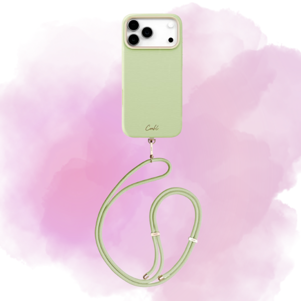 UNIQ Coehl Mirelle dėklas, skirtas iPhone 17 Pro Max, su magnetiniu įkrovimu, žalias aprašymas - Prekės nuotrauka
