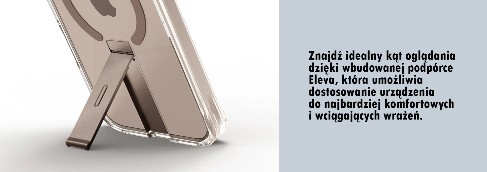 UNIQ dėklas Eleva su Vertica stovu iPhone 16 Pro 6.3″ juodos spalvos / carbon juodos spalvos aprašymas - Prekės nuotrauka