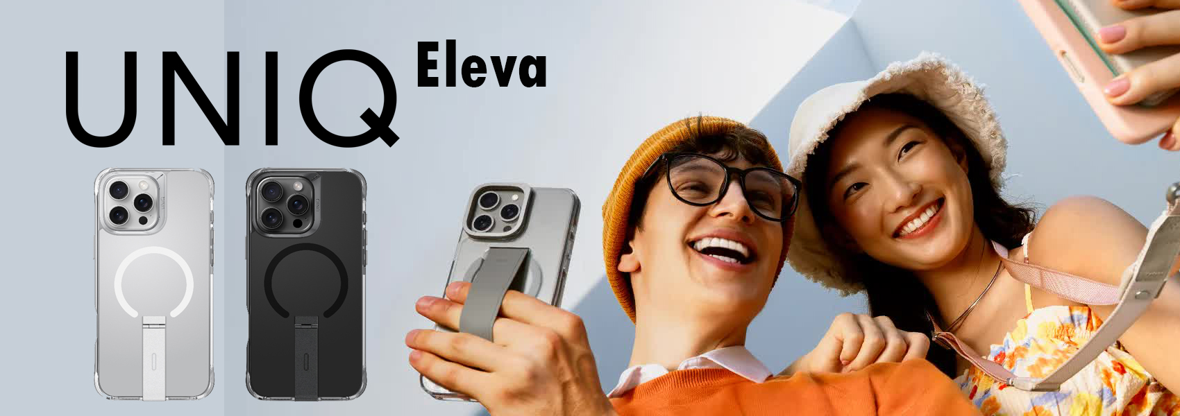 UNIQ dėklas Eleva su Vertica stovu iPhone 16 Pro 6.3″ juodos spalvos / carbon juodos spalvos aprašymas - Prekės nuotrauka