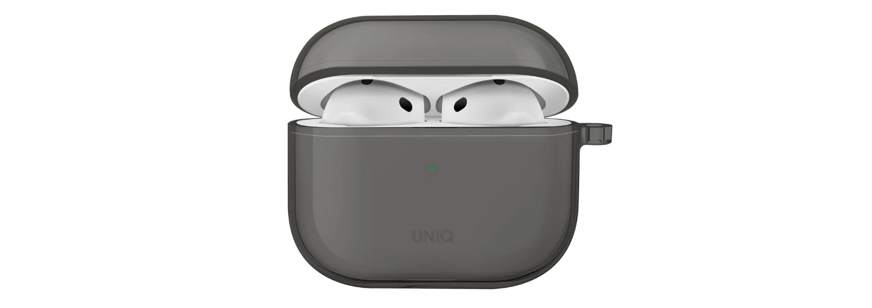 UNIQ dėklas Glase AirPods 4 glossy smoke aprašymas - Prekės nuotrauka UNIQ dėklas Glase AirPods 4 glossy smoke aprašymas - Prekės nuotrauka