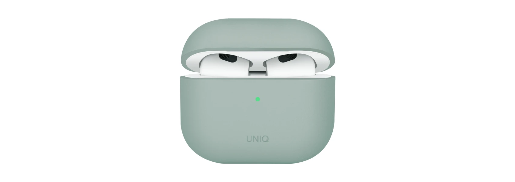 UNIQ dėklas Lino AirPods 4 Silicone iceplant žalias aprašymas - Prekės nuotrauka