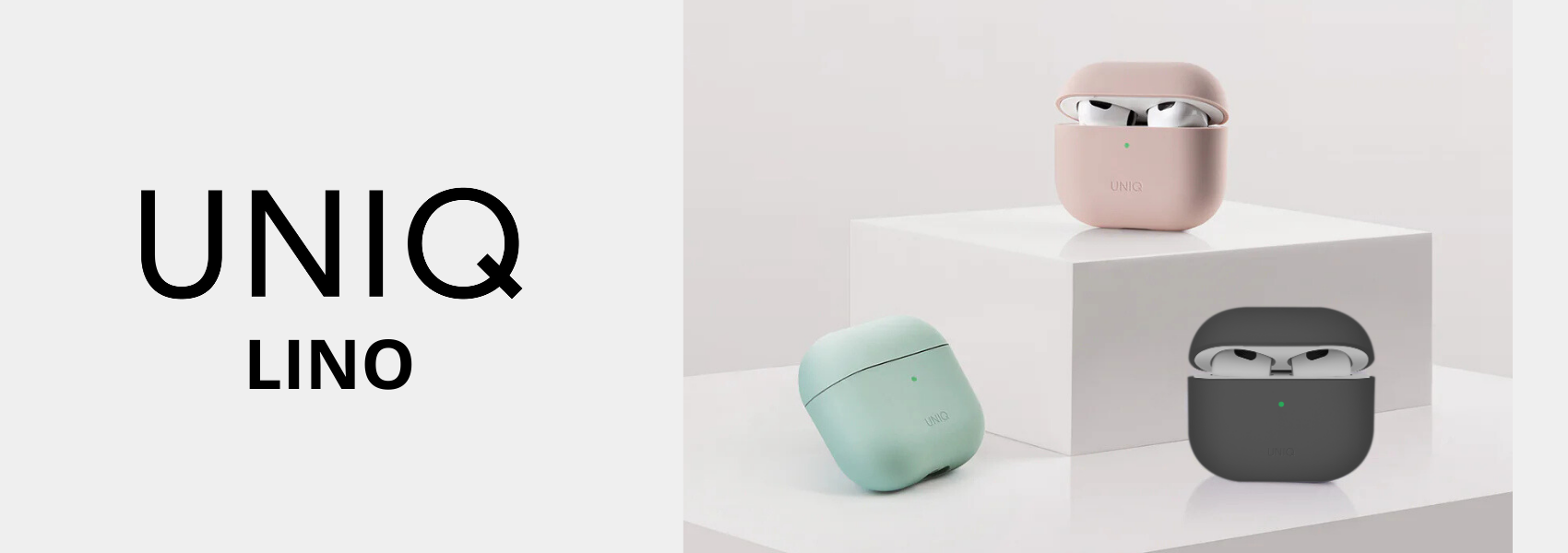 UNIQ Dėklas Lino AirPods 4 silikoninis, pelenų pilkos spalvos aprašymas - Prekės nuotrauka