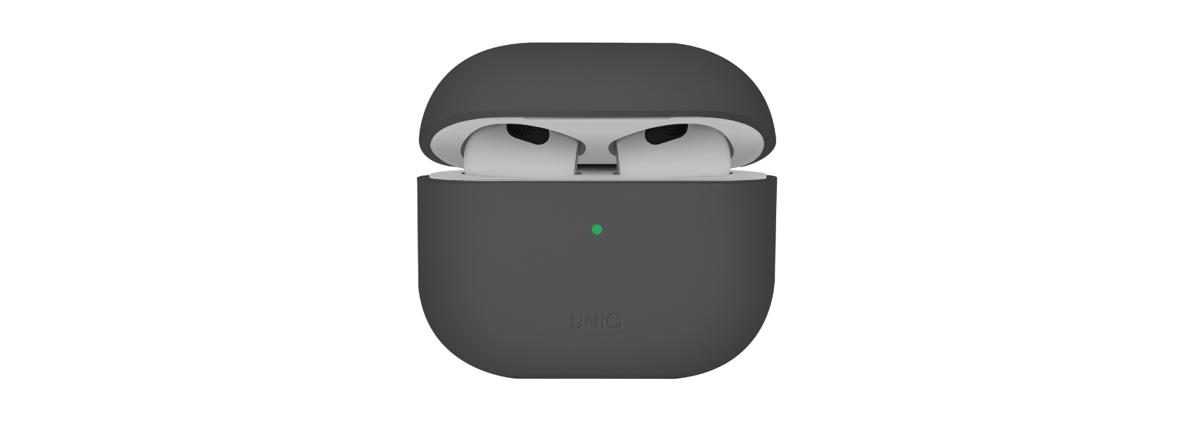 UNIQ Dėklas Lino AirPods 4 silikoninis, pelenų pilkos spalvos aprašymas - Prekės nuotrauka