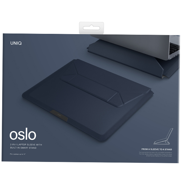 UNIQ dėklas Oslo nešiojamojo kompiuterio dėklas 14″ tamsiai mėlynas aprašymas - Prekės nuotrauka
