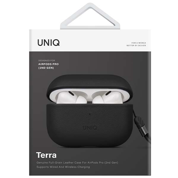 UNIQ Dėklas Terra AirPods Pro 2 gen. Genuine Leather (2022/2023) dallas juodos spalvos aprašymas - Prekės nuotrauka