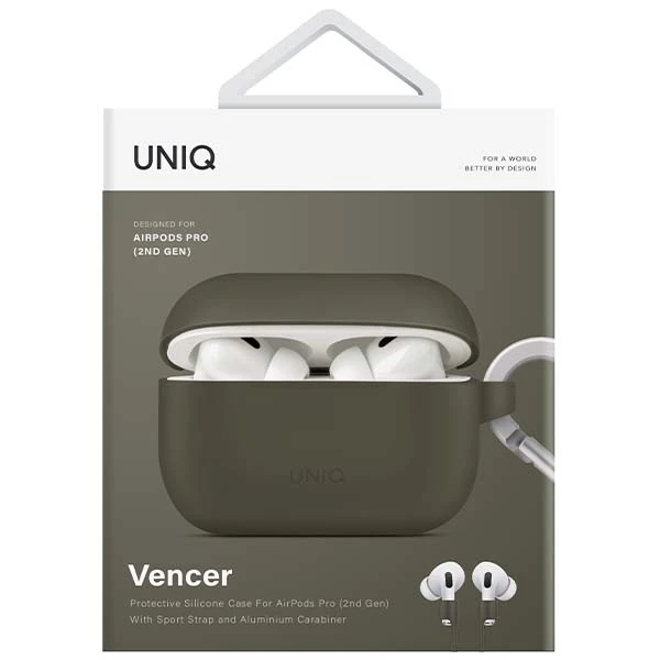 UNIQ dėklas Vencer AirPods Pro 2 gen.silikoninis (2022/2023) žalia/moss žalias aprašymas - Prekės nuotrauka