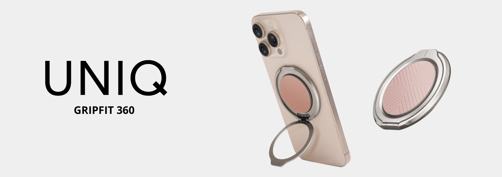 UNIQ Gripfit 360 magnetinis laikiklis ir stovas, blush rožinės spalvos aprašymas - Prekės nuotrauka