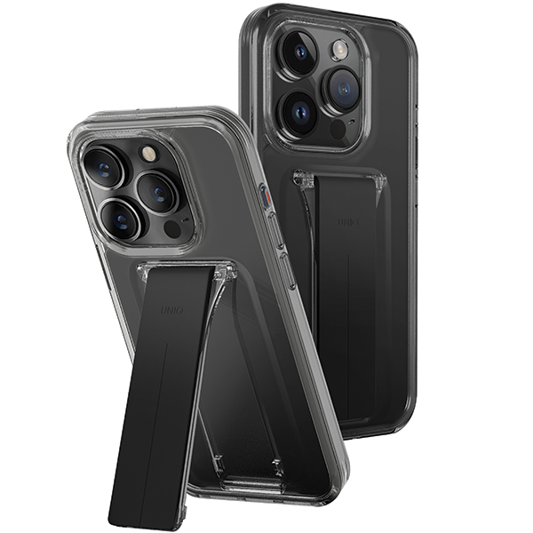 UNIQ Heldro Mount dėklas su stovu iPhone 15 Pro Max 6.7″ smoke vapor smoke aprašymas - Prekės nuotrauka