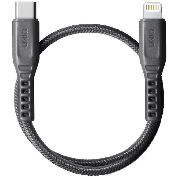 UNIQ Kabelis Flex USB-C-Lightning 18Wnylonowy 30cm pilkos spalvos aprašymas - Prekės nuotrauka UNIQ Kabelis Flex USB-C-Lightning 18Wnylonowy 30cm pilkos spalvos aprašymas - Prekės nuotrauka