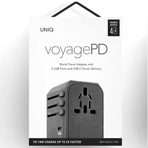 UNIQ laidinis įkroviklis Voyage World Adapteris 33W+ 2xUSB + PD 18W + QC 3.0 pilkos spalvos (LITHOS Collective) aprašymas - Prekės nuotrauka UNIQ laidinis įkroviklis Voyage World Adapteris 33W+ 2xUSB + PD 18W + QC 3.0 pilkos spalvos (LITHOS Collective) aprašymas - Prekės nuotrauka