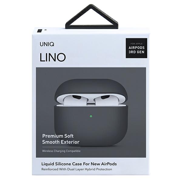UNIQ Lino dėklas AirPods 3 gen. silikoninis, pelenų pilkos spalvos aprašymas - Prekės nuotrauka