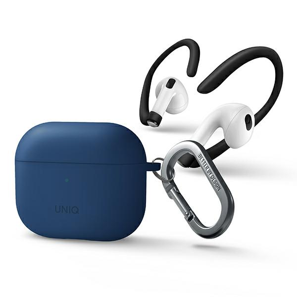 UNIQ Nexo Dėklas AirPods 3 gen + Ausų kabliukai Silikoninis mėlynas aprašymas - Prekės nuotrauka