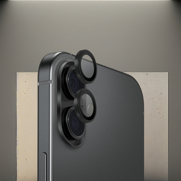 UNIQ Optix aliumininis kameros lęšio apsauginis stikliukas, skirtas iPhone 17 su aplikatoriumi, juodas aprašymas - Prekės nuotrauka
