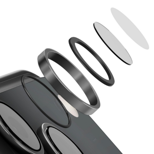 UNIQ Optix AluGuard (DX2) fotoaparato objektyvo apsauga, skirta iPhone 18 Pro / iPhone 18 Pro Max, juoda aprašymas - Prekės nuotrauka