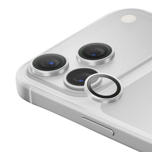UNIQ Optix AluGuard (DX2) fotoaparato objektyvo apsauga, skirta iPhone 18 Pro / iPhone 18 Pro Max, sidabrinė aprašymas - Prekės nuotrauka
