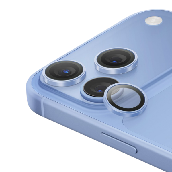 UNIQ Optix AluGuard (DX2) fotoaparato objektyvo apsauga, skirta iPhone 18 Pro / iPhone 18 Pro Max, mėlyna aprašymas - Prekės nuotrauka