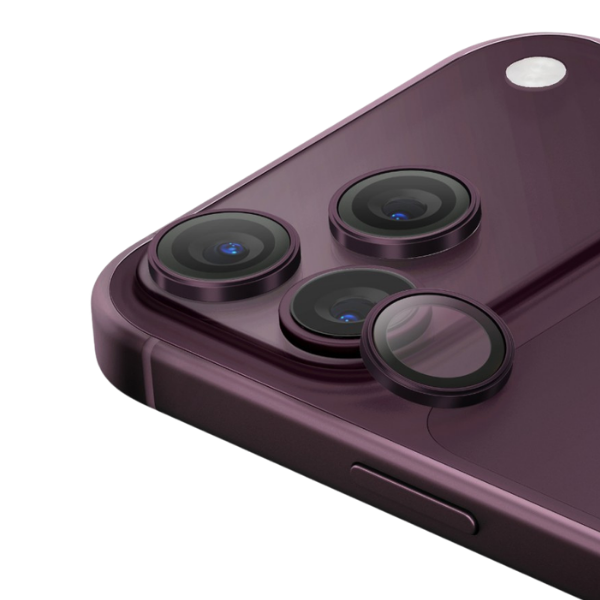 UNIQ Optix AluGuard (DX2) fotoaparato objektyvo apsauga, skirta iPhone 18 Pro / iPhone 18 Pro Max, bordo spalvos aprašymas - Prekės nuotrauka