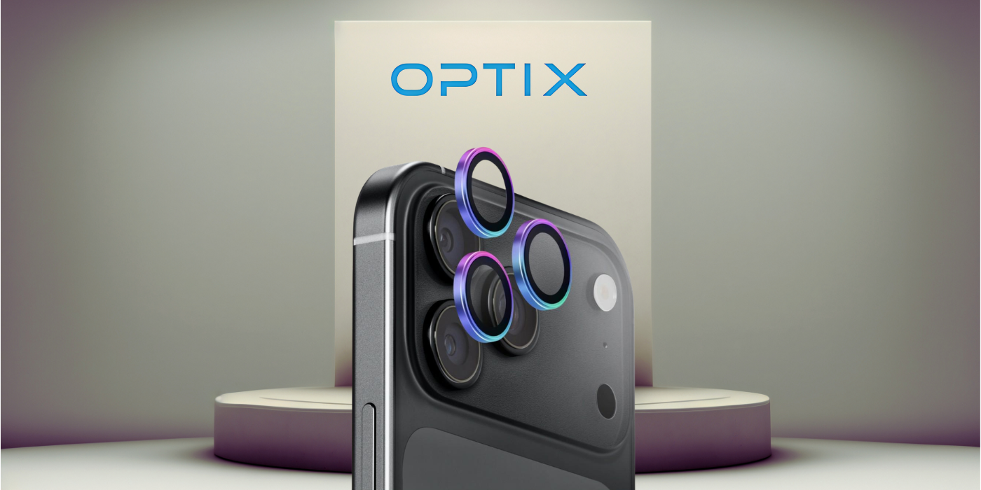 UNIQ Optix AluGuard (DX2) fotoaparato objektyvo apsauga, skirta iPhone 18 Pro / iPhone 18 Pro Max, vaivorykštinė aprašymas - Prekės nuotrauka