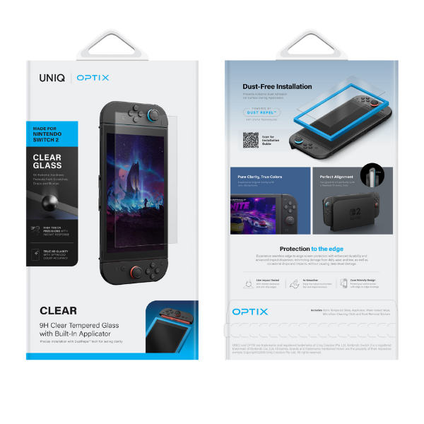 UNIQ Optix Clear Apsauginis stiklas skirtas Nintendo Switch 2 aprašymas - Prekės nuotrauka