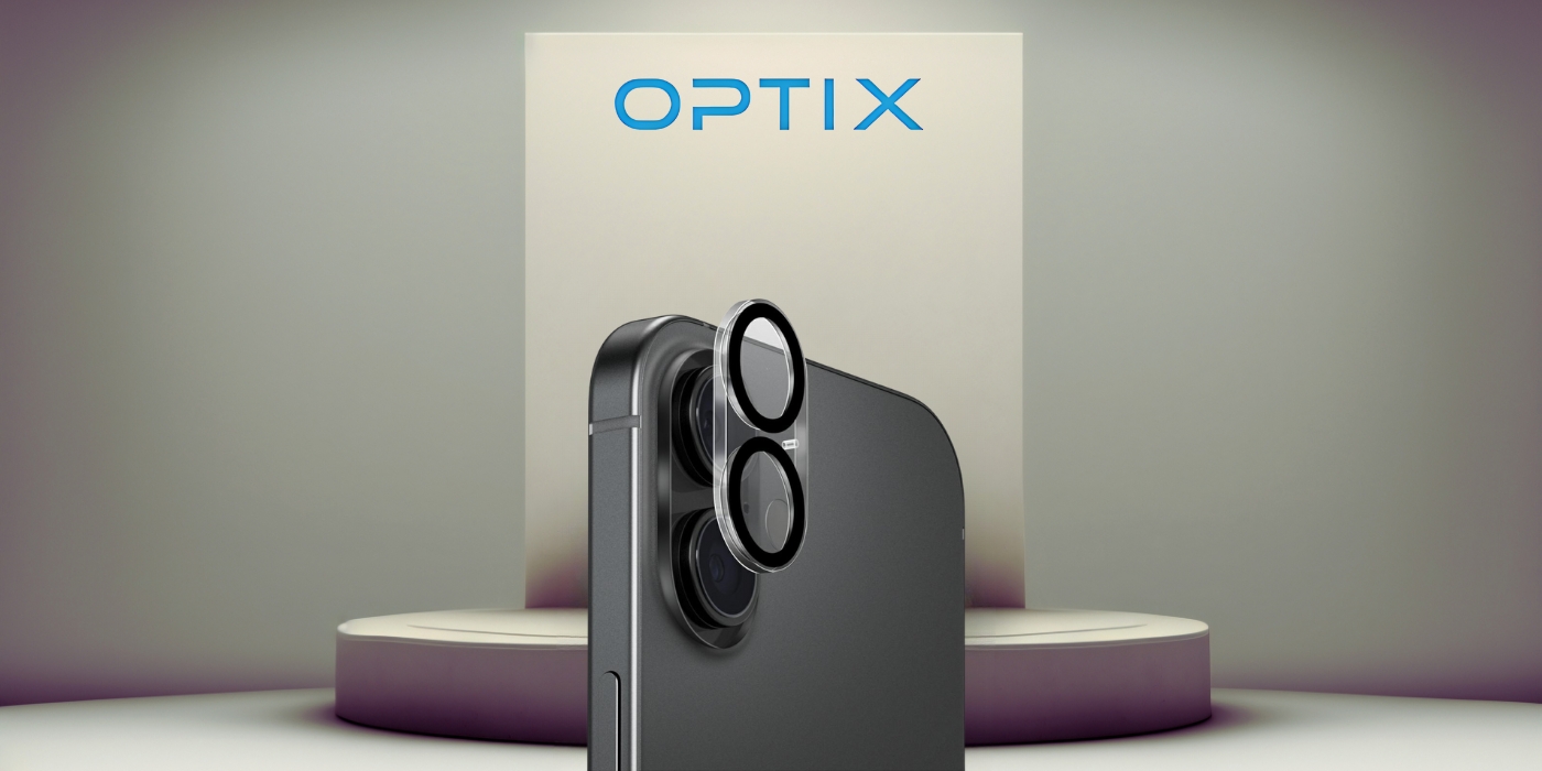UNIQ Optix Clearshield Frameguard fotoaparato objektyvo apsauga, skirta iPhone 17, skaidri, su aplikatoriumi aprašymas - Prekės nuotrauka