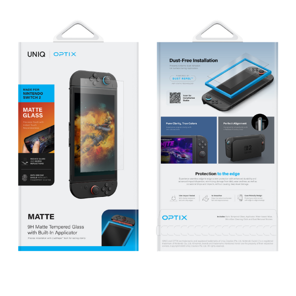 UNIQ Optix Matte Apsauginis stiklas skirtas Nintendo Switch 2 matte aprašymas - Prekės nuotrauka