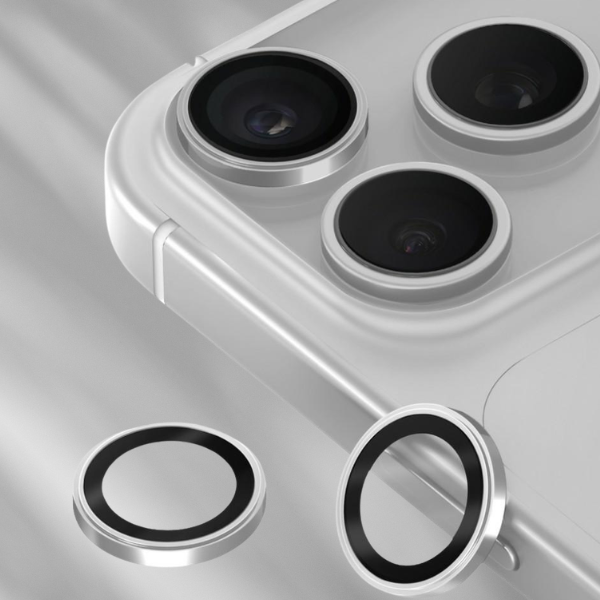 UNIQ Optix Prime fotoaparato objektyvo apsauga, skirta iPhone 18 Pro / iPhone 18 Pro Max, sidabrinė, su aplikatoriumi aprašymas - Prekės nuotrauka