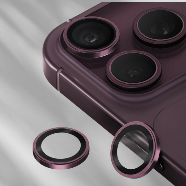 UNIQ Optix Prime fotoaparato objektyvo apsauga, skirta iPhone 18 Pro / iPhone 18 Pro Max, bordo spalvos aprašymas - Prekės nuotrauka