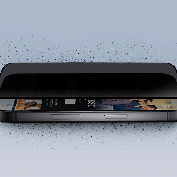 UNIQ Optix Privacy iPhone 15 Plus 6.7″ / 14 Pro Max 6.7″ privatumą užtikrinantis apsauginis stiklas su aplikatoriumi aprašymas - Prekės nuotrauka