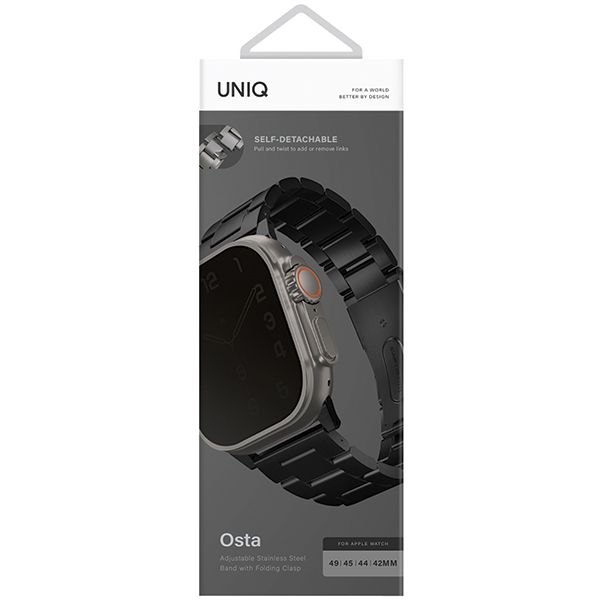 UNIQ Osta apyrankė Apple Watch 42/44/45/49mm Series 1-8/SE/SE2/SE3/Ultra1/2/3 Stainless Steel juodos spalvos aprašymas - Prekės nuotrauka UNIQ Osta apyrankė Apple Watch 42/44/45/49mm Series 1-8/SE/SE2/SE3/Ultra1/2/3 Stainless Steel juodos spalvos aprašymas - Prekės nuotrauka
