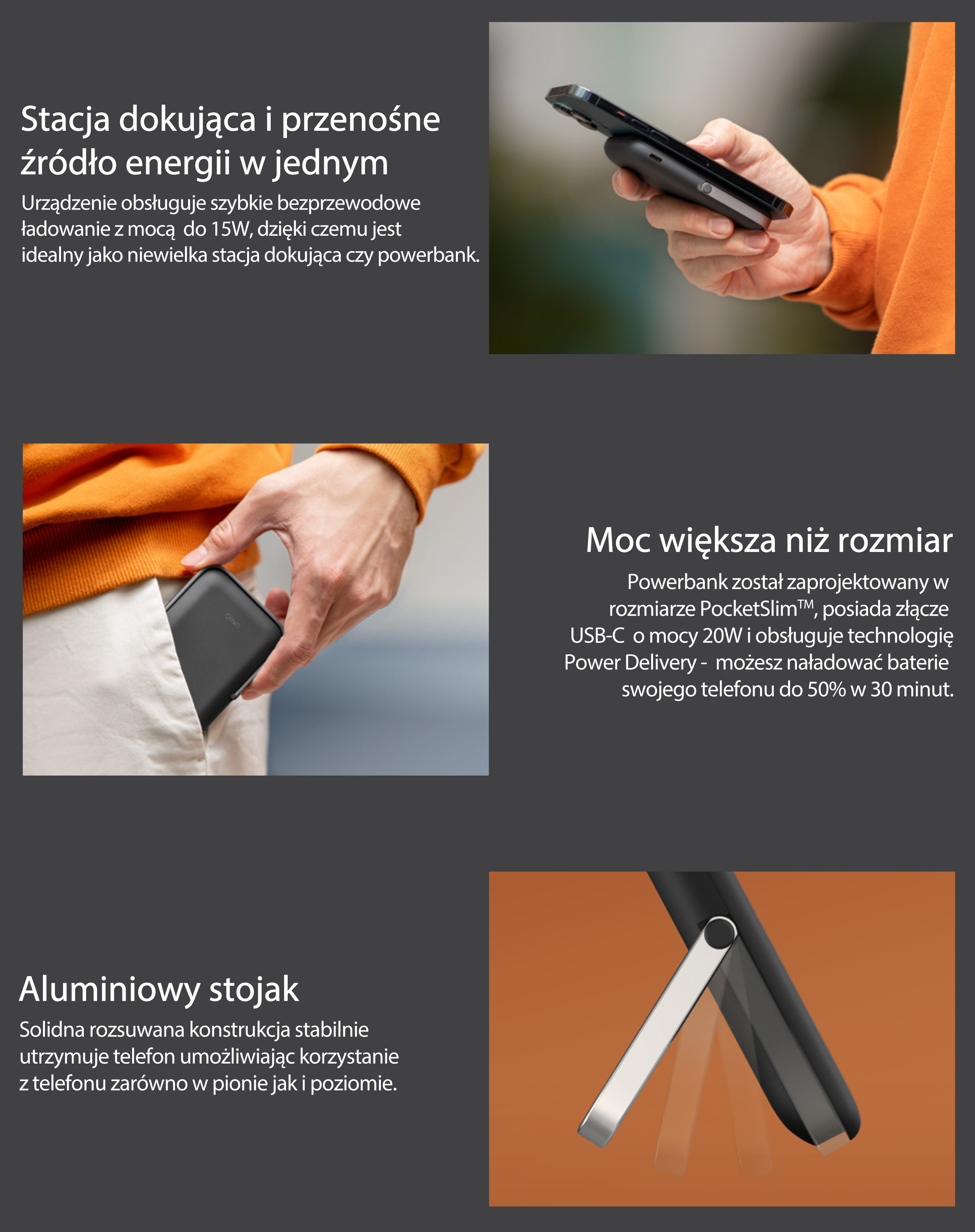 UNIQ Powerbank Hoveo 5000mAh USB-C 20W PD Fast charge Wireless Magnetic mėlynos spalvos aprašymas - Prekės nuotrauka UNIQ Powerbank Hoveo 5000mAh USB-C 20W PD Fast charge Wireless Magnetic mėlynos spalvos aprašymas - Prekės nuotrauka