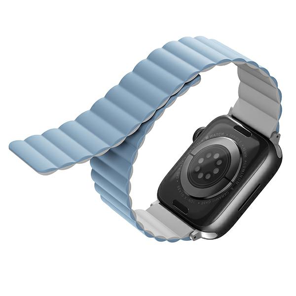 UNIQ Revix apyrankė Apple Watch Series 1-9/SE/SE2/SE3 38/40/41mm Reversible Magnetic baltos spalvos-mėlynas aprašymas - Prekės nuotrauka