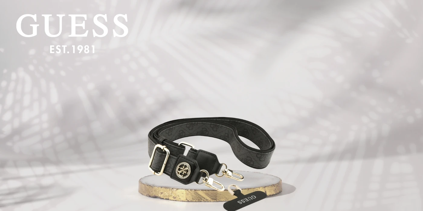 Universal lanyard Guess CBDY 4G Tether Patch Strass Metal Logo juodos spalvos aprašymas - Prekės nuotrauka