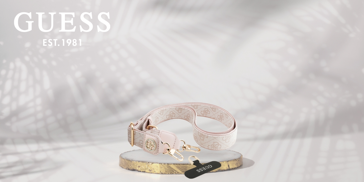 Dėklas Universal lanyard Guess CBDY 4G Tether Patch Strass Metal Logo pink aprašymas - Prekės nuotrauka