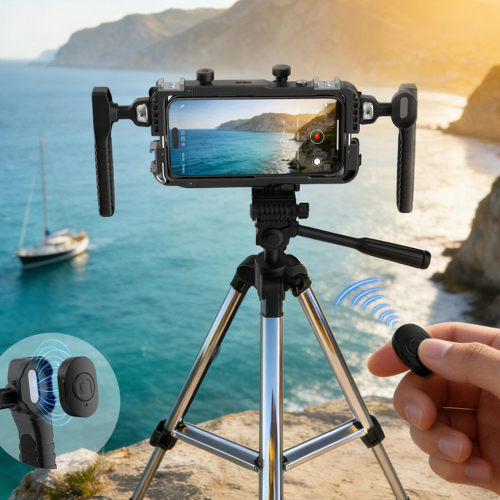 Universal video set for smartphone 4smarts with wireless remote juodos spalvos aprašymas - Prekės nuotrauka