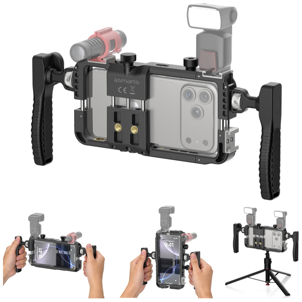 Universal video set for smartphone 4smarts with wireless remote juodos spalvos aprašymas - Prekės nuotrauka