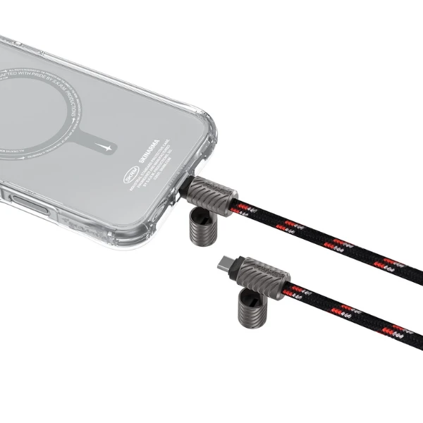 Universali virvelė telefonui kabelis 2in1 Skinarma Dyno Ve USB-C/USB-C juodos spalvos aprašymas - Prekės nuotrauka Universali virvelė telefonui kabelis 2in1 Skinarma Dyno Ve USB-C/USB-C juodos spalvos aprašymas - Prekės nuotrauka