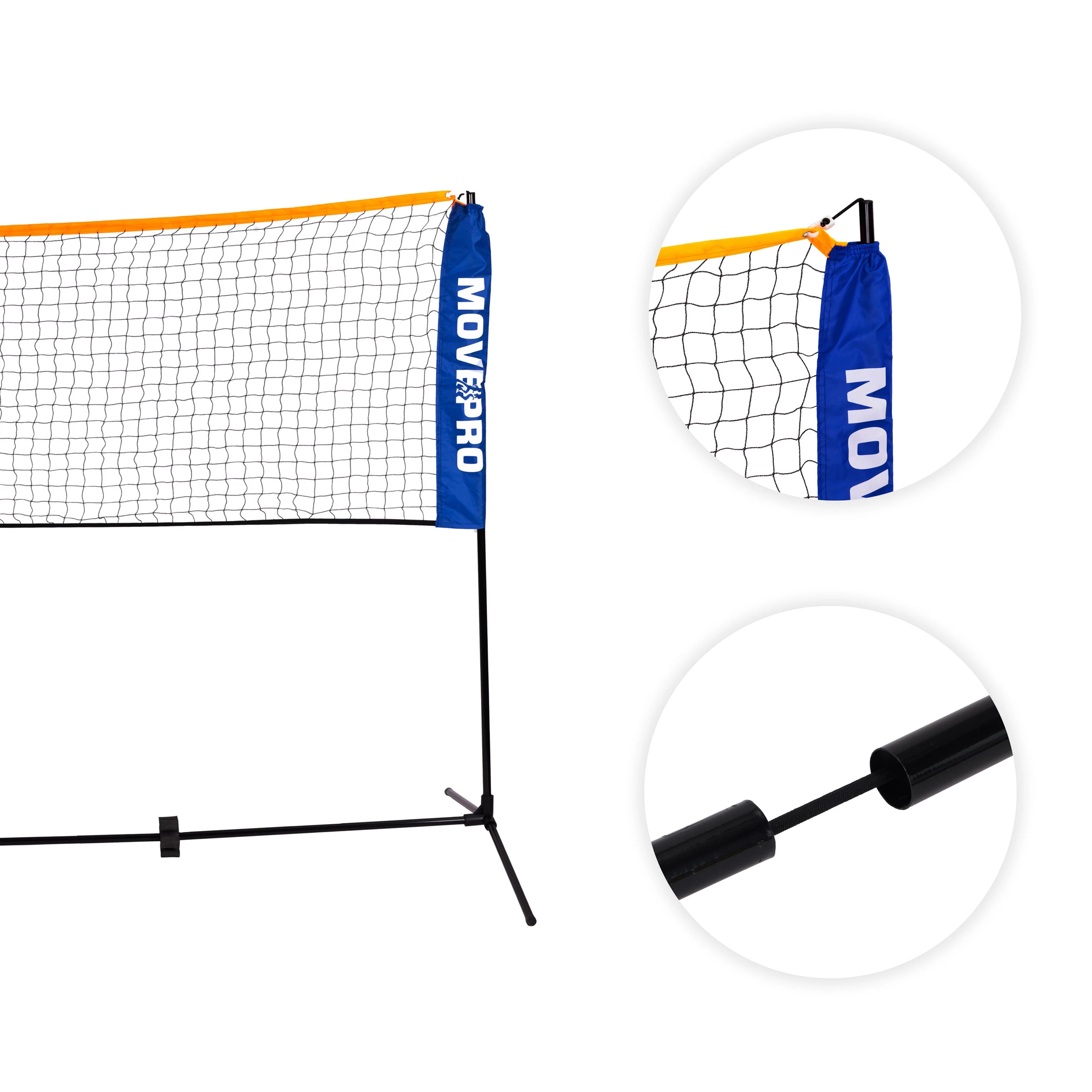 Universalus 305×140 cm 3-in-1 reguliuojamas tinklas badmintonui, tinkliniui ir tenisui su krepšiu, MOVEPRO aprašymas - Prekės nuotrauka