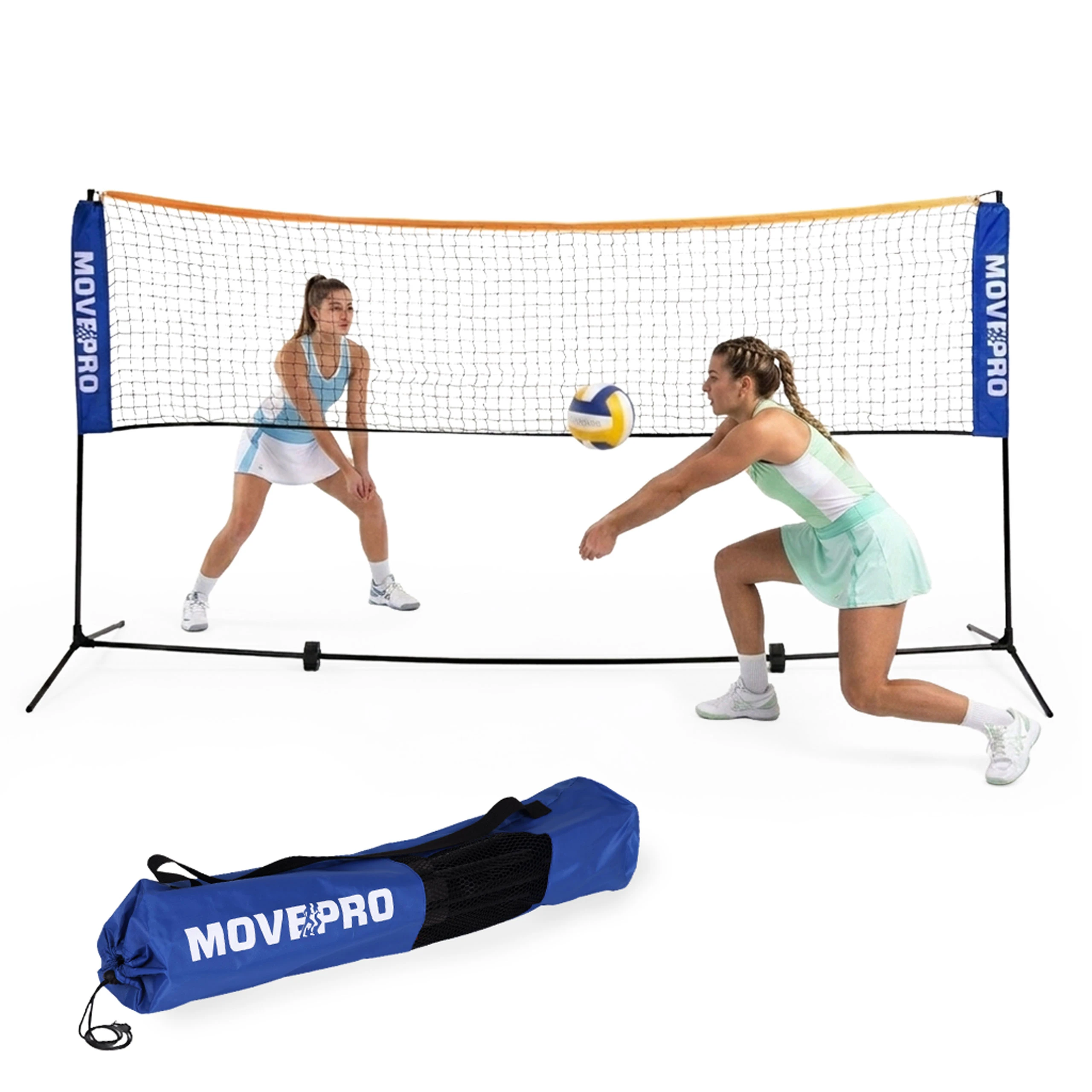 Universalus 305×140 cm 3-in-1 reguliuojamas tinklas badmintonui, tinkliniui ir tenisui su krepšiu, MOVEPRO aprašymas - Prekės nuotrauka