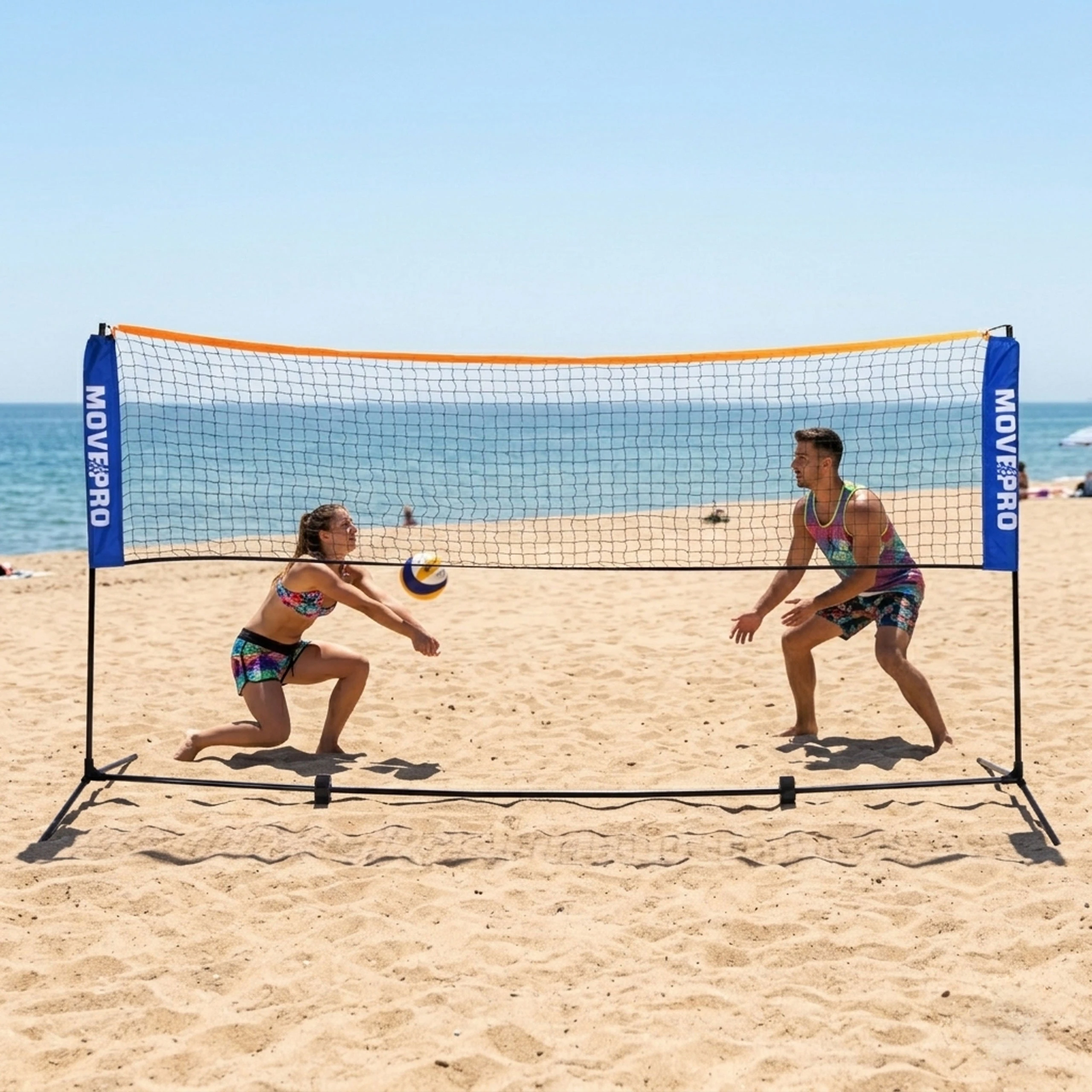Universalus 305×140 cm 3-in-1 reguliuojamas tinklas badmintonui, tinkliniui ir tenisui su krepšiu, MOVEPRO aprašymas - Prekės nuotrauka