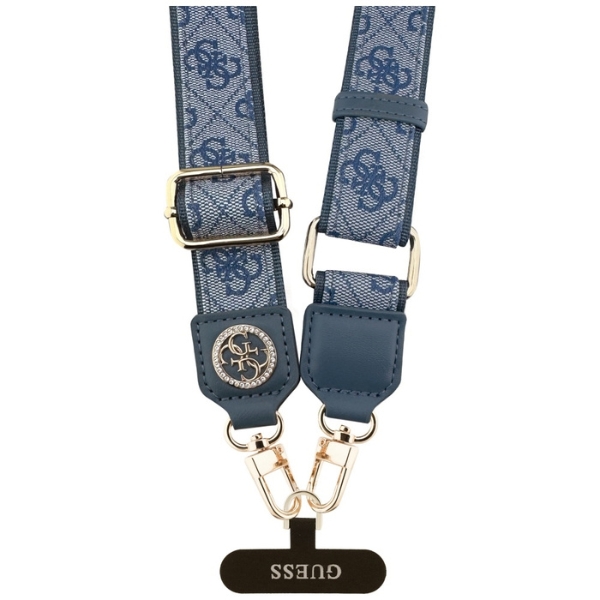 Universalus dirželis Guess CBDY 4G Tether Patch Strass Metal Logo mėlynas aprašymas - Prekės nuotrauka