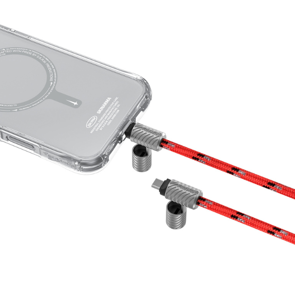 Universalus telefono dirželis kabelis 2in1 Skinarma Dyno Ve USB-C/USB-C raudonas aprašymas - Prekės nuotrauka
