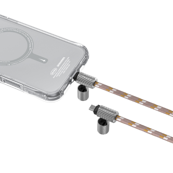 Universalus telefono dirželis kabelis 2in1 Skinarma Dyno Ve USB-C/USB-C smėlio spalvos aprašymas - Prekės nuotrauka
