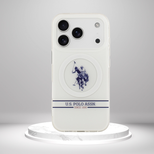 Us Polo Assn US Polo DH ir Bottom Stripe Logo MagSafe dėklas iPhone 17 Pro baltos spalvos aprašymas - Prekės nuotrauka