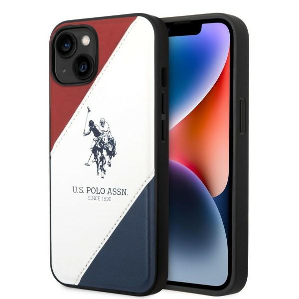 Us Polo Assn US Polo USHCP14MPSO3 iPhone 14 Plus / 15 Plus 6,7″ baltos spalvos Tricolor Embossed dėklas aprašymas - Prekės nuotrauka