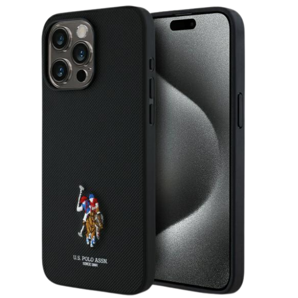 Us Polo Assn US Polo USHCP15XPEMK iPhone 15 Pro Max 6,7″ juodos spalvos Embroidered DH Color dėklas aprašymas - Prekės nuotrauka